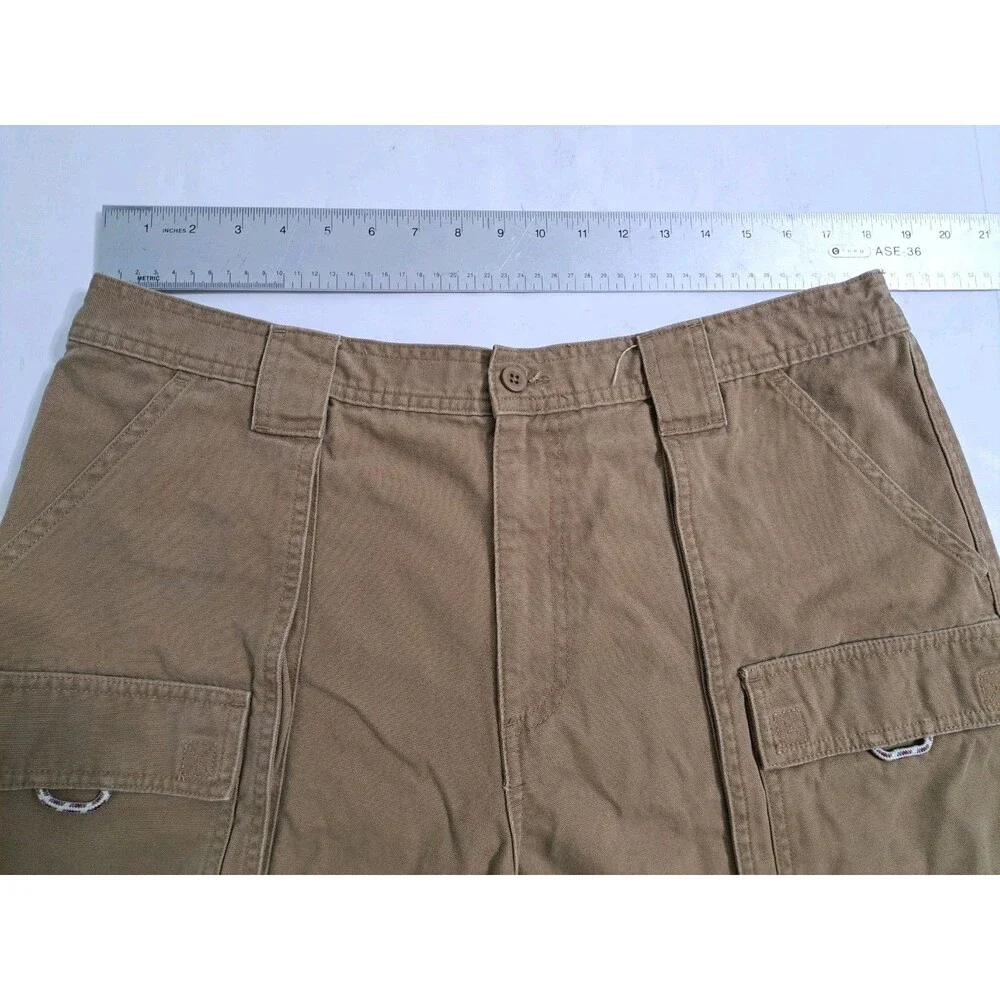 LL Bean Cargo Shorts Mens 38 Brown Safari Utility Dark Khaki Canvas Hike Fishing
